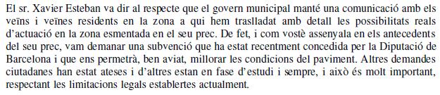 Resposta de l'Equip de Govern Municipal de l'Ajuntament de Gav&agrave; al prec d'ERC sol�licitant la millora de l'entorn del Cam� de la Pineda de Gav� Mar (28 de Gener de 2010)